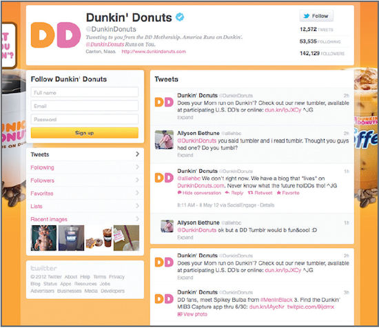 Dunkin’ Donuts keeps its page colourful and inviting