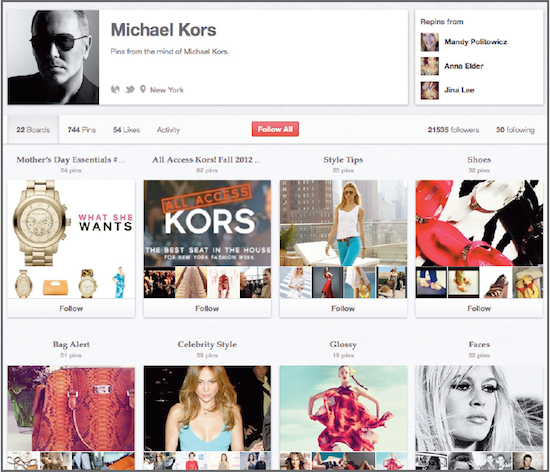 Michael Kors uses Pinterest for trends forecasting