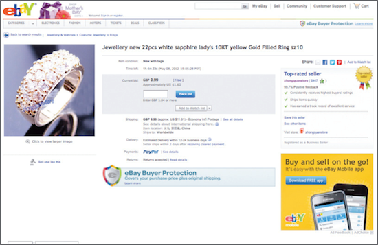 eBay: Build your credibility and sell jewellery to other users