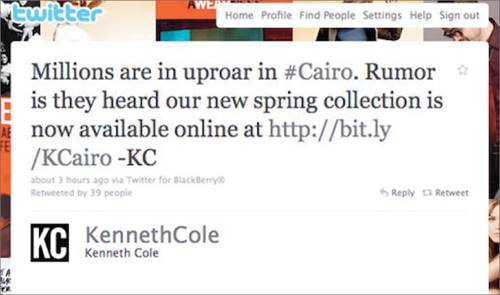 Kenneth Cole’s questionable Twitter update