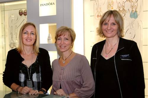 Adcock far right with Pandora designers, Lone Frandsen (left) and Lisbeth Enø Larsen (middle)