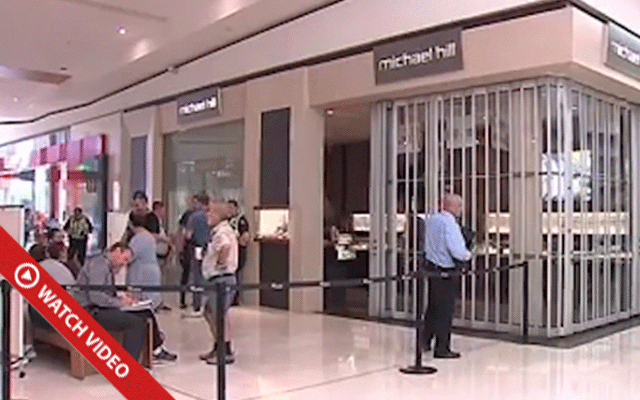 A Michael Hill store in Melbourne has been hit with a smash-and-grab robbery. Image courtesy: Channel 9