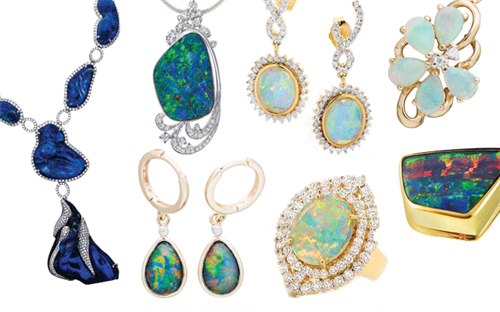 A selection of pieces from Australian Opal Exhibition, DF Opals, Opals Australia and Paterson Fine Jewellery