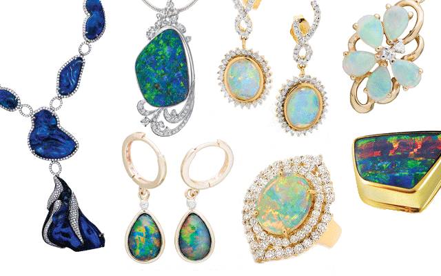 A selection of pieces from Australian Opal Exhibition, DF Opals, Opals Australia and Paterson Fine Jewellery