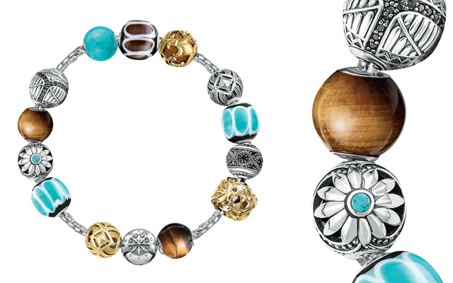 A selection of Thomas Sabo’s Karma beads on a chain bracelet