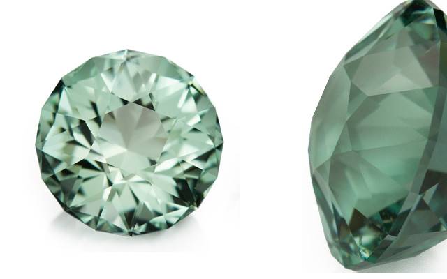 Bespoke Gems’ antique round-cut seafoam-green aquamarines