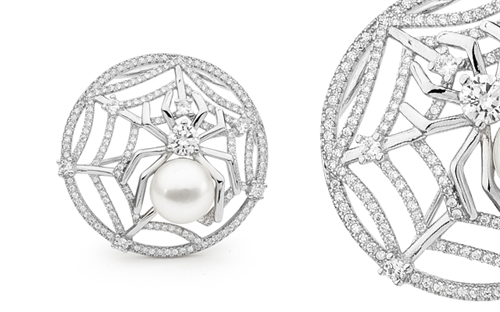 Ikecho Pearls’ web brooch