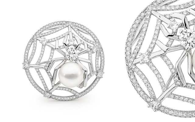 Ikecho Pearls’ web brooch