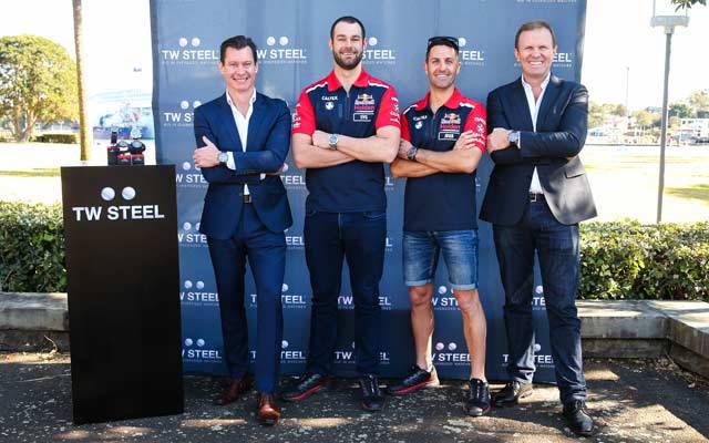 (L-R) DGA general manager Scott Patchett, racing driver Shane Van Gisbergen, racing driver Jamie Whincup and DGA managing director Phil Edwards