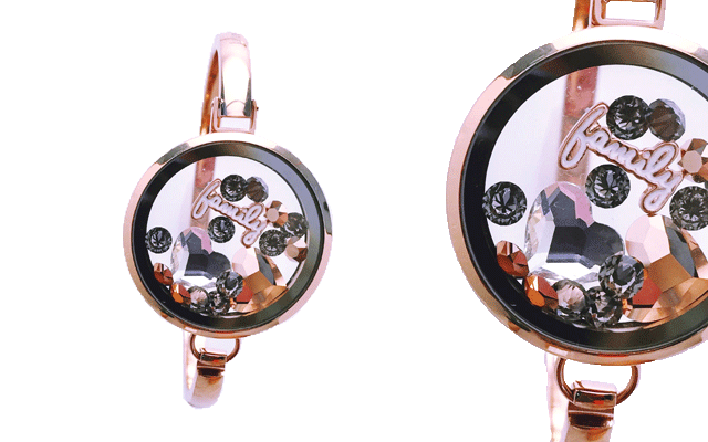 Love Lockets’ rose gold-plated wristlet with charms