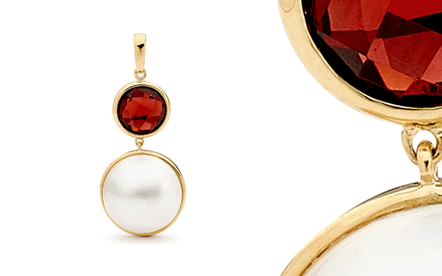 Ikecho Pearls’ Mabe pearl and garnet pendant