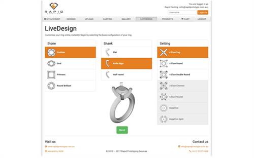 Rapid Casting’s LiveDesign web portal.