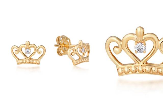 Couture Kingdom’s Disney Precious Metal Princess Crown Stud Earrings