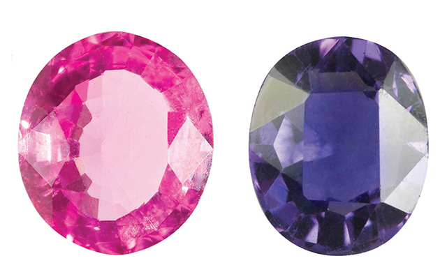 Image courtesy Greg C Grace | Pink spinel (Left) | Purple spinel (Right)