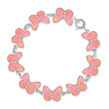 Pia & Per sterling silver pink round butterfly bracelet