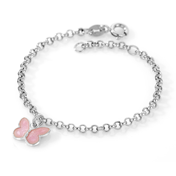 Pia & Per sterling silver single pink butterfly bracelet