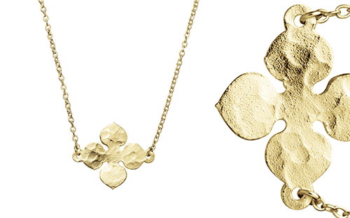 DPI Jewellery gold plated hammered clover necklace