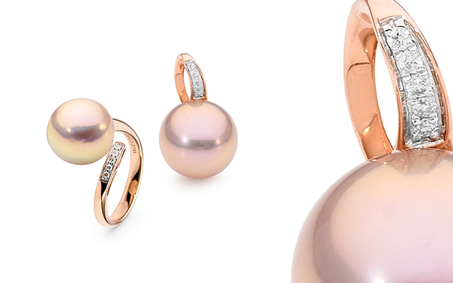 Ikecho Pearls 9-carat rose gold pink Edison freshwater pearl earrings