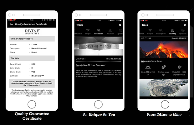 Each diamond comes with its origin story. Precise scans and interactive videos enhance the engagement of the consumer-based app. 