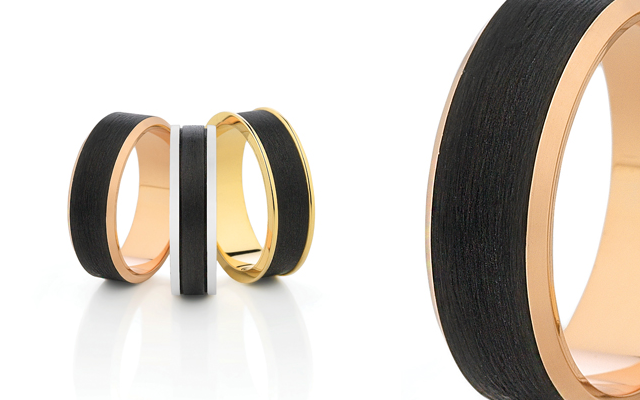 Dora’s carbon fibre men’s wedding rings