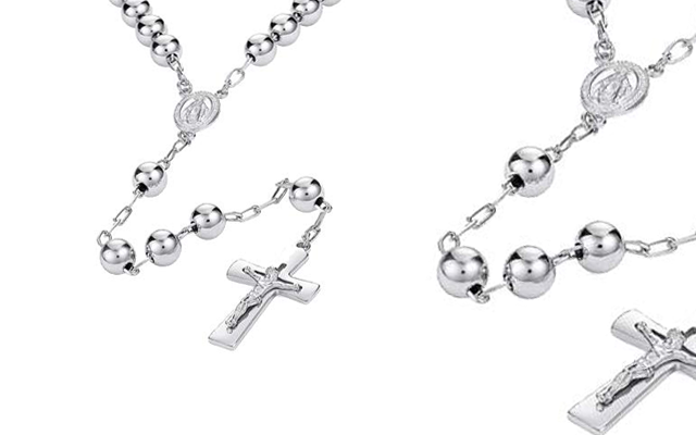 TJD Silver's rhodium plated religious necklace