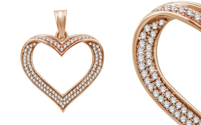 Origin Gems & Jewels' rose gold heart-shape classic pendant 