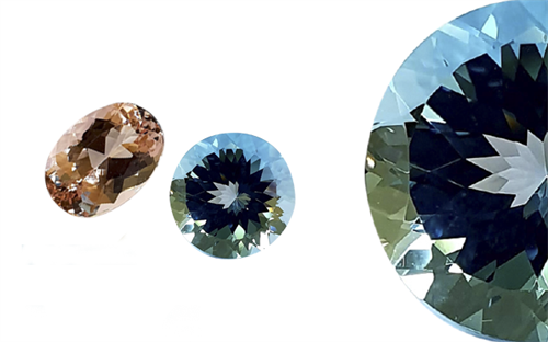 Sovereign Gems' morganite (left) and light blue topaz (right) gemstones