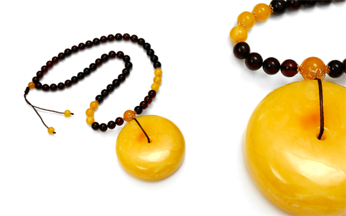 The Amber Centre's antique and cherry amber necklace with gold detail