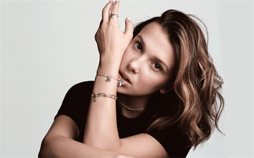 Actress Millie Bobby Brown models the Pandora Me collection, which has just been unveiled ahead of its 4 October launch.