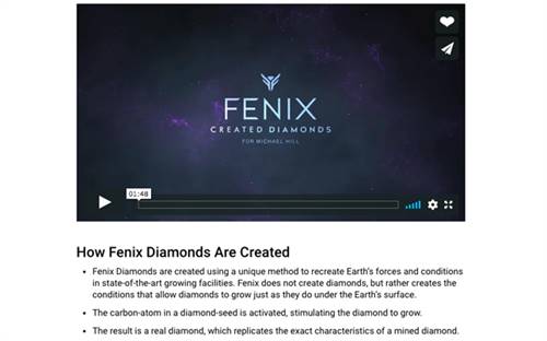 This statement was removed from the website after <i>Jeweller’s</i> contact: “Fenix does not create diamonds, but rather creates the conditions that allow diamonds to grow just as they do under the Earth’s surface.”