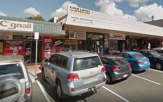 Robbers targeted a jewellery store at Ashmore Plaza on the Gold Coast yesterday.