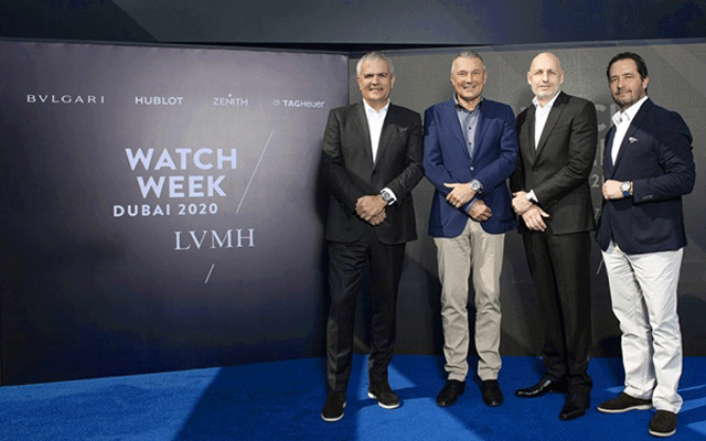 LVMH Watch Week took place in Dubai last week, attended by (L-R) Ricardo Guadalupe, CEO Hublot, Jean-Christophe Babin, CEO Bulgari, Stéphane Bianchi, CEO TAG Heuer and LVMH watchmaking division, and Julien Tornare, CEO Zenith.