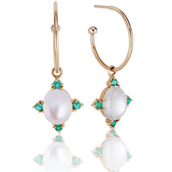 Moonstone emerald hoop earrings by Cushla Whiting