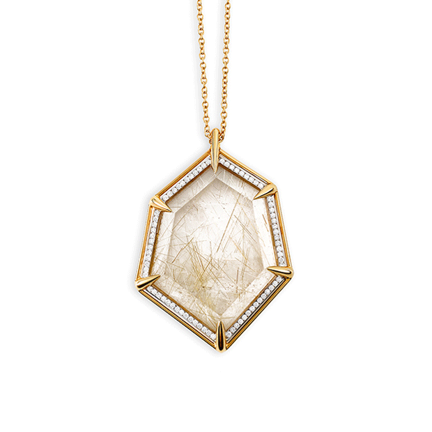 Rutilated quartz pendant by Nadia Neuman