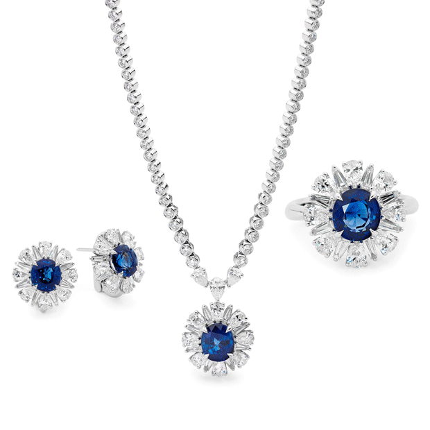 Sapphire and white diamond set by Alan Linney