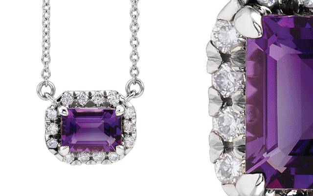 Stuller's emerald-cut amethyst pendant.