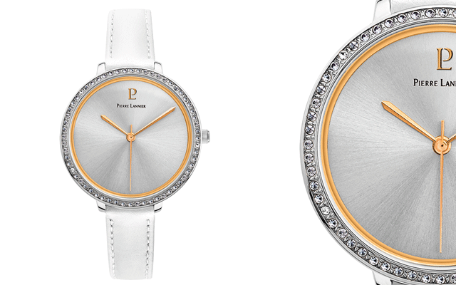 Pierre Lannier watch with Swarovski crystals around the dial.