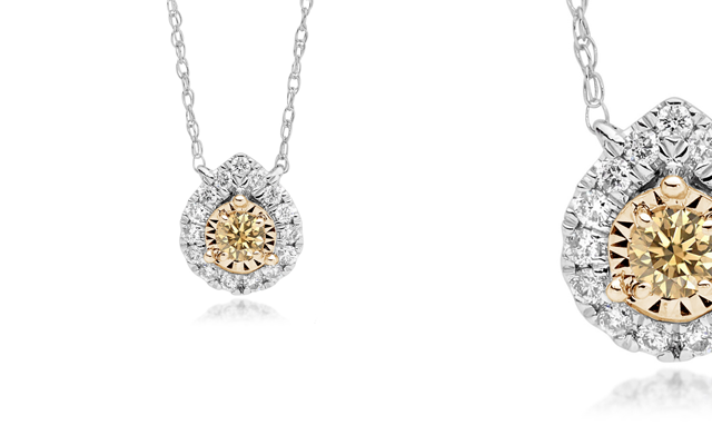 The Argyle Champagne Rain Drop pendant from KL Diamonds.