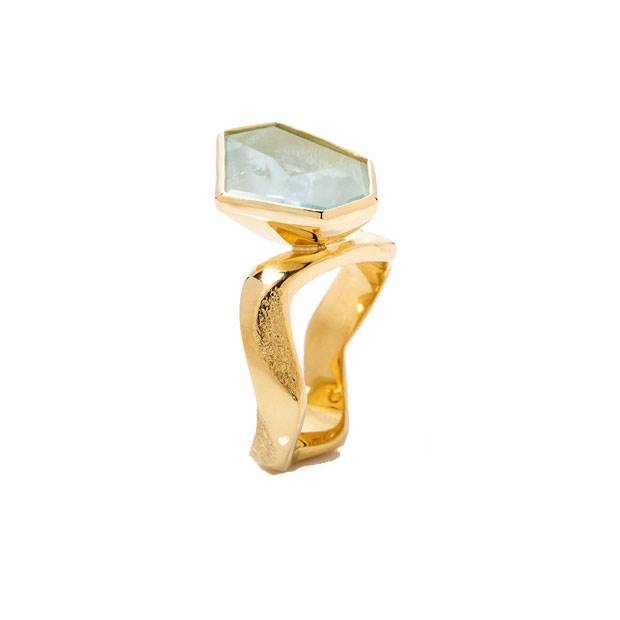 Blue beryl & gold ring by Nicholas and Francois Payet.