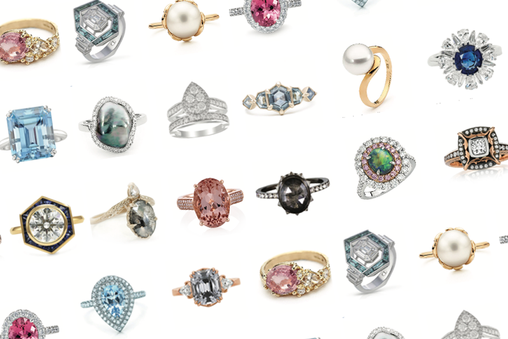 Engagement rings are bolder than ever before, with a growing trend for less traditional center stones like morganite, sapphire, aquamarine and pearl.