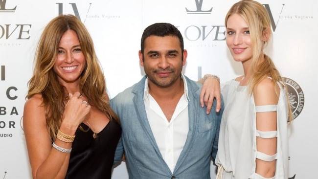 Nehal Modi (pictured with model Kelly Bensimon and jewellery designer Linda Vojtova), younger brother of Nirav Modi, has been charged with grand larceny in New York over a 2015 diamond deal. Source: Getty