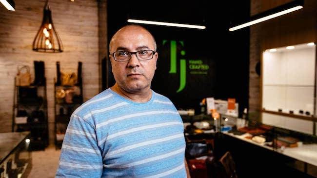 T Jordan, owner of TJ Handcrafted in Auckland, was held at gunpoint when his store was robbed earlier this month. Image credit: Abigail Dougherty/Stuff.co.nz