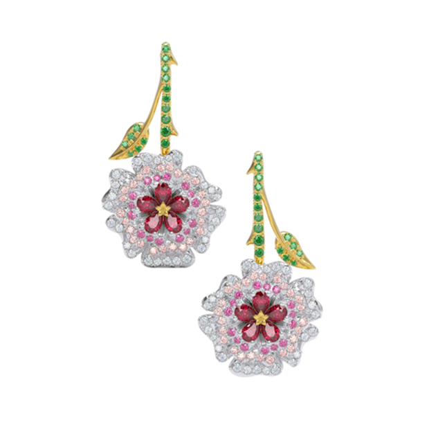 'Rose Bud' drop earrings by Alice Herald.