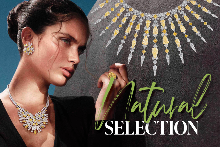 Fancy colour diamonds offer stunning creative potential. Image: Graff Tribal Collection Campaign 2021, David Morris necklace