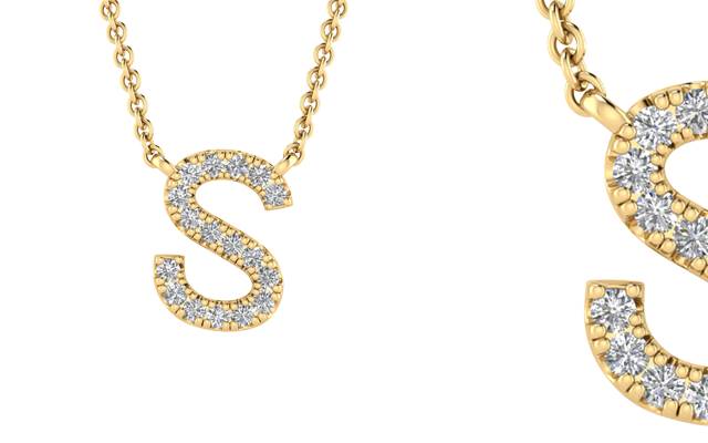 Diamonds by DGA range – 9-carat gold and diamond Initial Necklaces.