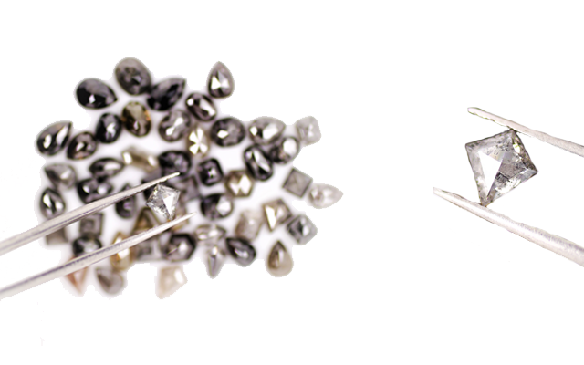 Salt & Pepper Diamonds specialises in these heavily included natural diamonds.