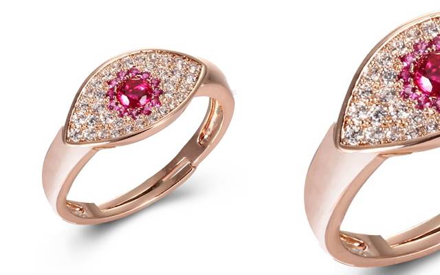 The dark pink cubic zirconia ring from Vina by Pinaroo.