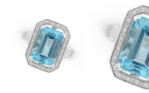 J.S. Landau Diamonds' Swiss Blue topaz and diamond ring.