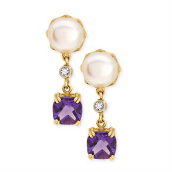 Amethyst drop earrings by Sarah Kellett.