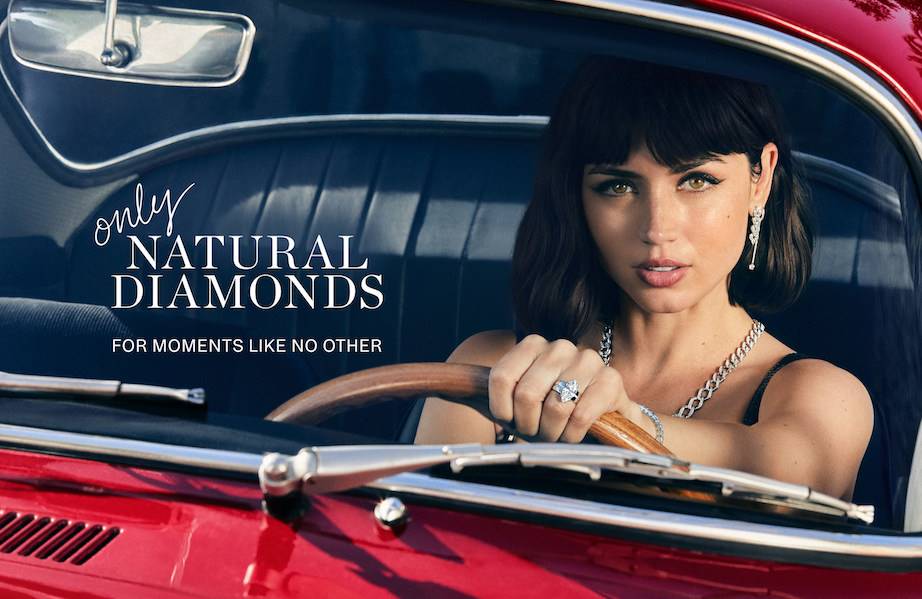 The Natural Diamond Council has released its second campaign with actress Ana de Armas. Image credit: Natural Diamond Council